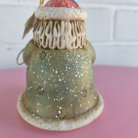 VTG Ceramic Santa Claus and Wreath Bell Ornament- Christmas Santa Bell Ornament - Picture 5 of 7